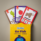 קלפי משחק Go Fish ללימוד אותיות באנגלית