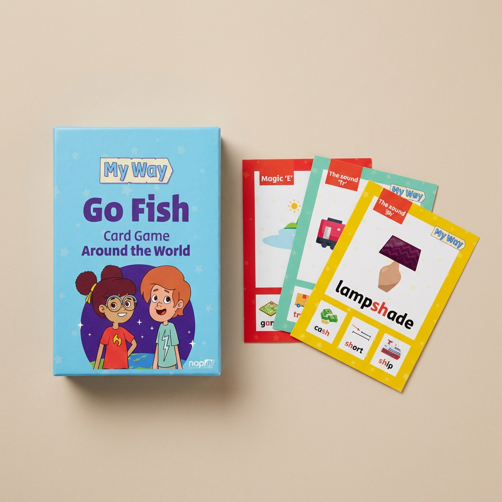 קלפי משחק Go Fish ללימוד אותיות באנגלית