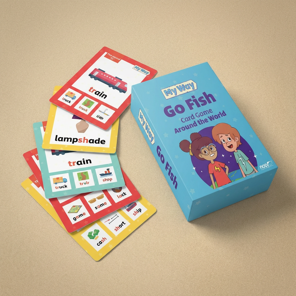 קלפי משחק Go Fish ללימוד אותיות באנגלית