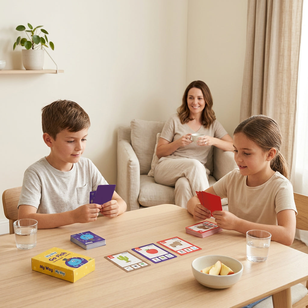קלפי משחק Go Fish ללימוד אותיות באנגלית